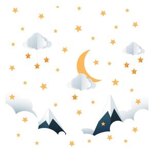 Dětská samolepka na zeď 90x60 cm Mountains in Stars and Clouds – Ambiance