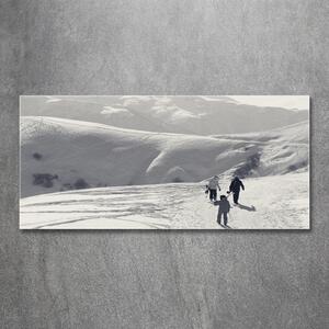 Foto obraz sklo tvrzené lyžaři osh-192496705