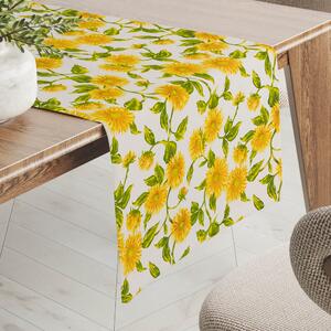 Biante Bavlněný běhoun na stůl Sandra SA-602 Slunečnice na bílém 20x120 cm