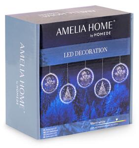 AmeliaHome Vánoční LED dekorace zima, kulatá, set 5 ks
