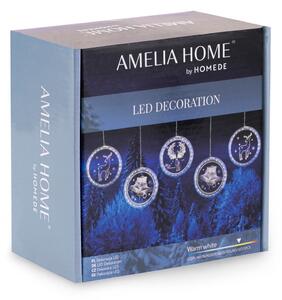 AmeliaHome Vánoční LED dekorace soby, kulatá, set 5 ks
