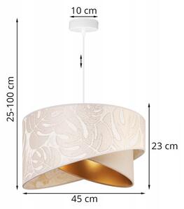 Závěsné svítidlo WERONA 7, 1x krémové/světlobéžové textilní stínítko se vzorem, W, G