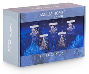 AmeliaHome Vánoční LED dekorace zima, set 5 ks