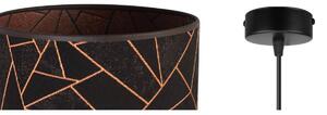 Závěsné svítidlo WERONA 6, 1x černé textilní stínítko se vzorem, (fi 20cm), C
