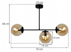 Stropní svítidlo PARIS, 3x medové skleněné stínítko, (výběr ze 4 barev uchycení)