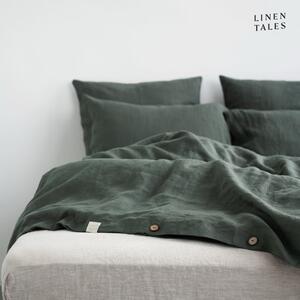 Tmavě zelené lněné povlečení na dvoulůžko 200x200 cm – Linen Tales