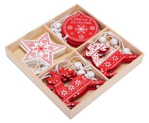 TUTUMI - sada vánočních ozdob - 12 kusů, červená/bílá