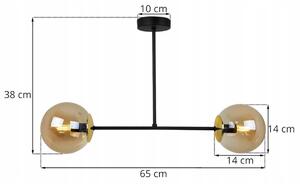Stropní svítidlo PARIS, 2x medové skleněné stínítko, (výběr ze 4 barev uchycení)