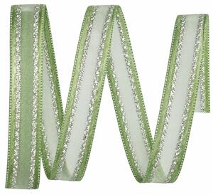 Stuha organzová MONDAN MINT SILVER pastelově zelená 15mm x 2m (7,-Kč/m)