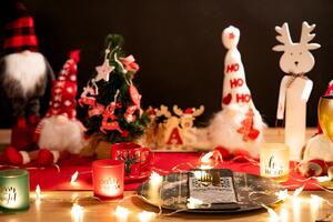 TUTUMI - vánoční obal na příbory - vánoční stromeček, šedý, 4ks