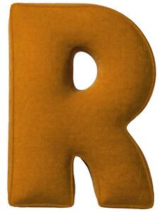 Yellow Tipi Cihlově oranžový sametový polštář písmeno R 40 cm