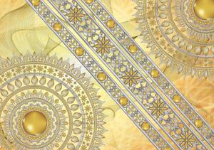 Fototapeta - Mandala ve zlatě - uhlopříčně (254x184 cm)