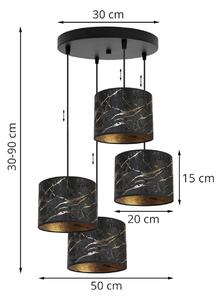 Závěsné svítidlo WERONA 3, 4x černé textilní stínítko se vzorem, O, G