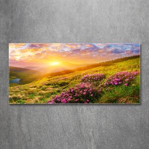 Foto obraz sklo tvrzené Západ slunce hory osh-100025577