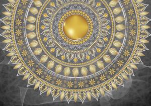 Fototapeta - Mandala - stříbrná (152,5x104 cm)