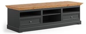 Dřevěná TV komoda velká Belluno Elegante,grafit-přírodní borovice, masiv, borovice, 53x167x53 cm