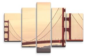 Sablio Obraz - 5-dílný Golden Gate 2 - 125x90 cm
