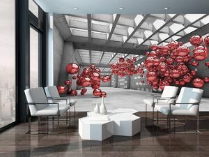 Fototapeta - Červený modernismus 3D místnost (254x184 cm)