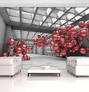 Fototapeta - Červený modernismus 3D místnost (254x184 cm)