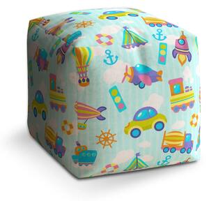 Sablio Taburet Cube Autíčka - 40x40x40 cm