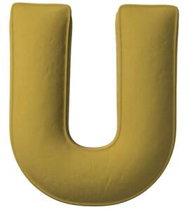 Yellow Tipi Olivově zelený sametový polštář písmeno U 40 cm