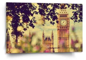 Sablio Obraz Londýn Big Ben Flowers - 120x80 cm