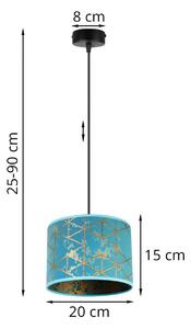 Závěsné svítidlo WERONA 4, 1x modré textilní stínítko se vzorem, (výběr ze 2 barev konstrukce), (fi 20cm), G