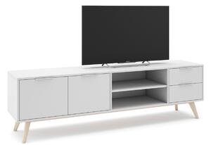 Bílý lakovaný TV stolek Marckeric Campus 180 x 40 cm