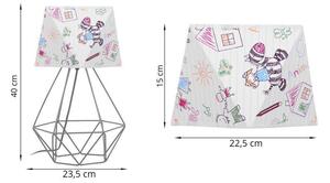 Dětská stolní lampa DIAMOND, 1x bílé textilní stínítko se vzorem, D