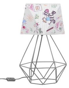 Light Home Dětská stolní lampa DIAMOND, 1x bílé textilní stínítko se vzorem, D