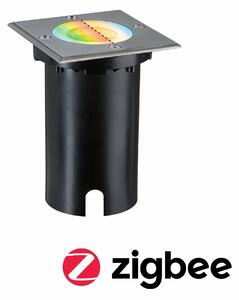 PAULMANN LED zemní svítidlo Smart Home Zigbee 3.0 Floor IP67 hranaté 110x110mm RGBW+ 4,9W 230V kov kartáčovaný hliník
