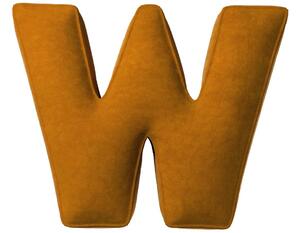 Yellow Tipi Cihlově oranžový sametový polštář písmeno W 40 cm
