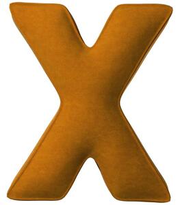 Yellow Tipi Cihlově oranžový sametový polštář písmeno X 40 cm