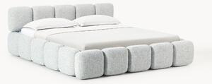 Čalouněná bouclé postel s úložným prostorem Tayla