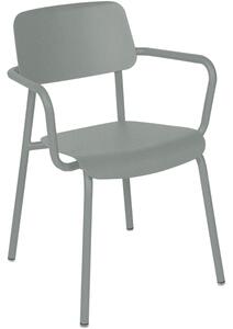 Popelově šedá hliníková zahradní židle Fermob Studie s područkami