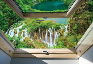 Fototapeta - Pohled na okno vodopádu a lesa (152,5x104 cm)
