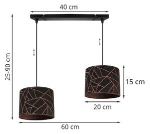 Závěsné svítidlo WERONA 6, 2x černé textilní stínítko se vzorem, C
