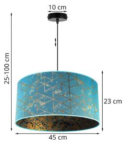 Závěsné svítidlo WERONA 4, 1x modré textilní stínítko se vzorem, (fi 45cm), G