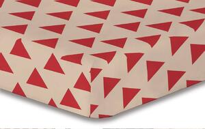 DecoKing Prostěradlo Triangles červená Rozměr: 200x220+30 cm