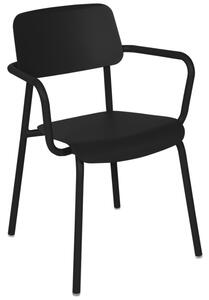 Černá hliníková zahradní židle Fermob Studie s područkami