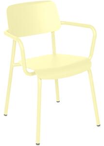 Citronově žlutá hliníková zahradní židle Fermob Studie s područkami