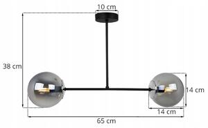 Stropní svítidlo PARIS , 2x grafitové skleněné stínítko, (výběr ze 4 barev uchycení)