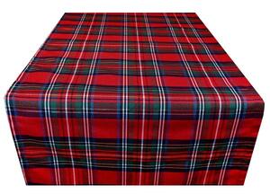 Vánočný běhoun na stůl karó s lurexem 50x150 cm Rudá 50x150 cm