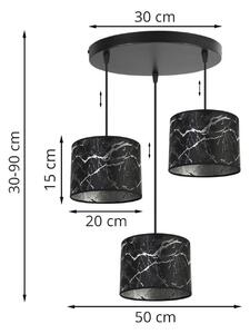 Závěsné svítidlo WERONA 3, 3x černé textilní stínítko se vzorem, O, S