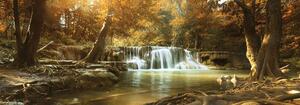 Fototapeta - Vodopád v podzimním lese (152,5x104 cm)