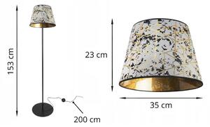 Podlahová lampa WERONA, 1x textilní stínítko se vzorem (výběr ze 6 barev), (výběr ze 3 barev konstrukce), S