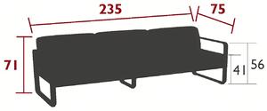 Šedá čalouněná zahradní pohovka Fermob Bellevie 235 cm s popelavě šedou podnoží