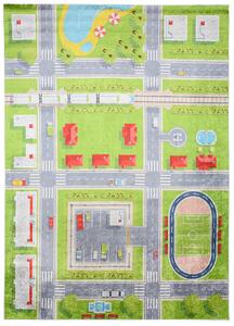 Makro Abra Dětský kusový koberec vhodný k praní BAMBINO 2624 Uličky Město protiskluzový zelený Rozměr: 140x200 cm