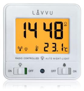 LAVVU Digitální budík řízený rádiovým signálem NORDLYS bílý se světelným senzorem LAR0040