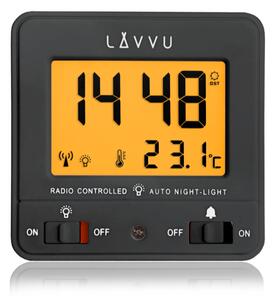 LAVVU Digitální budík řízený rádiovým signálem NORDLYS černý se světelným senzorem LAR0041